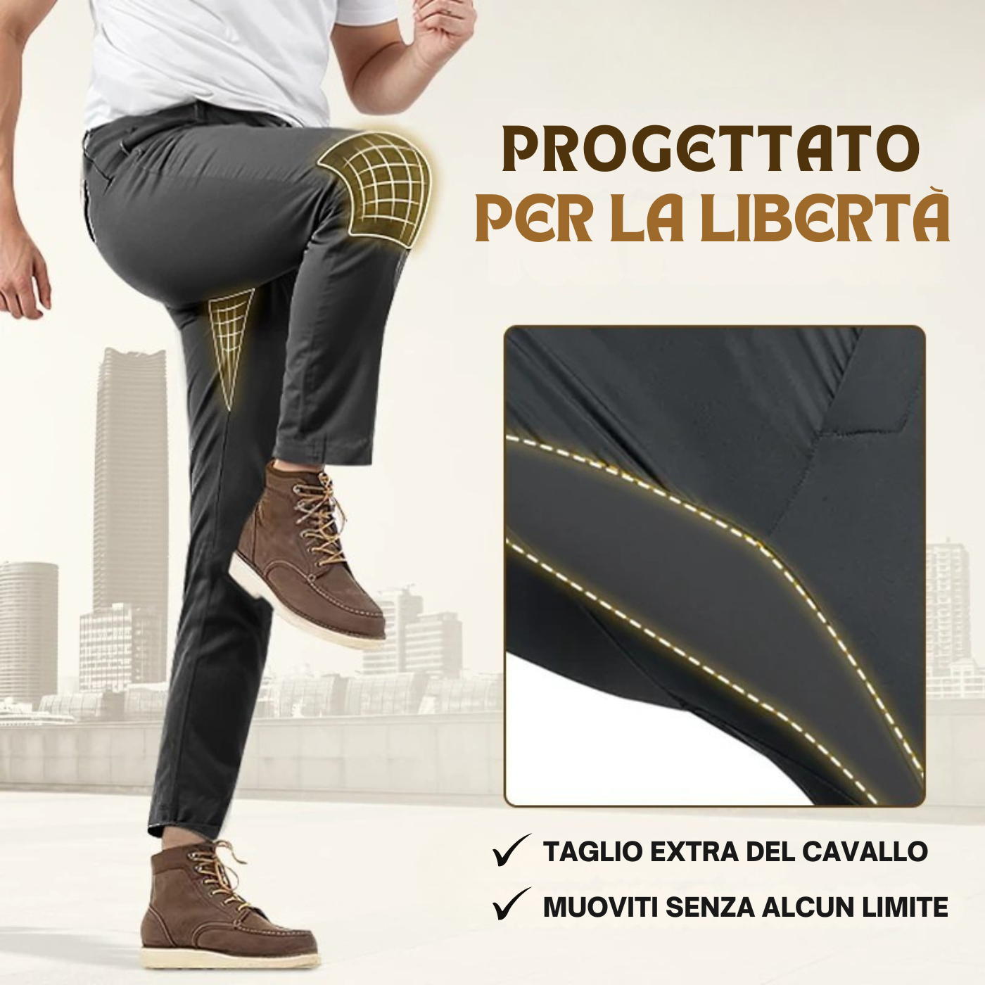 GlideActive - Pantaloni sportivi da uomo con cintura espandibile