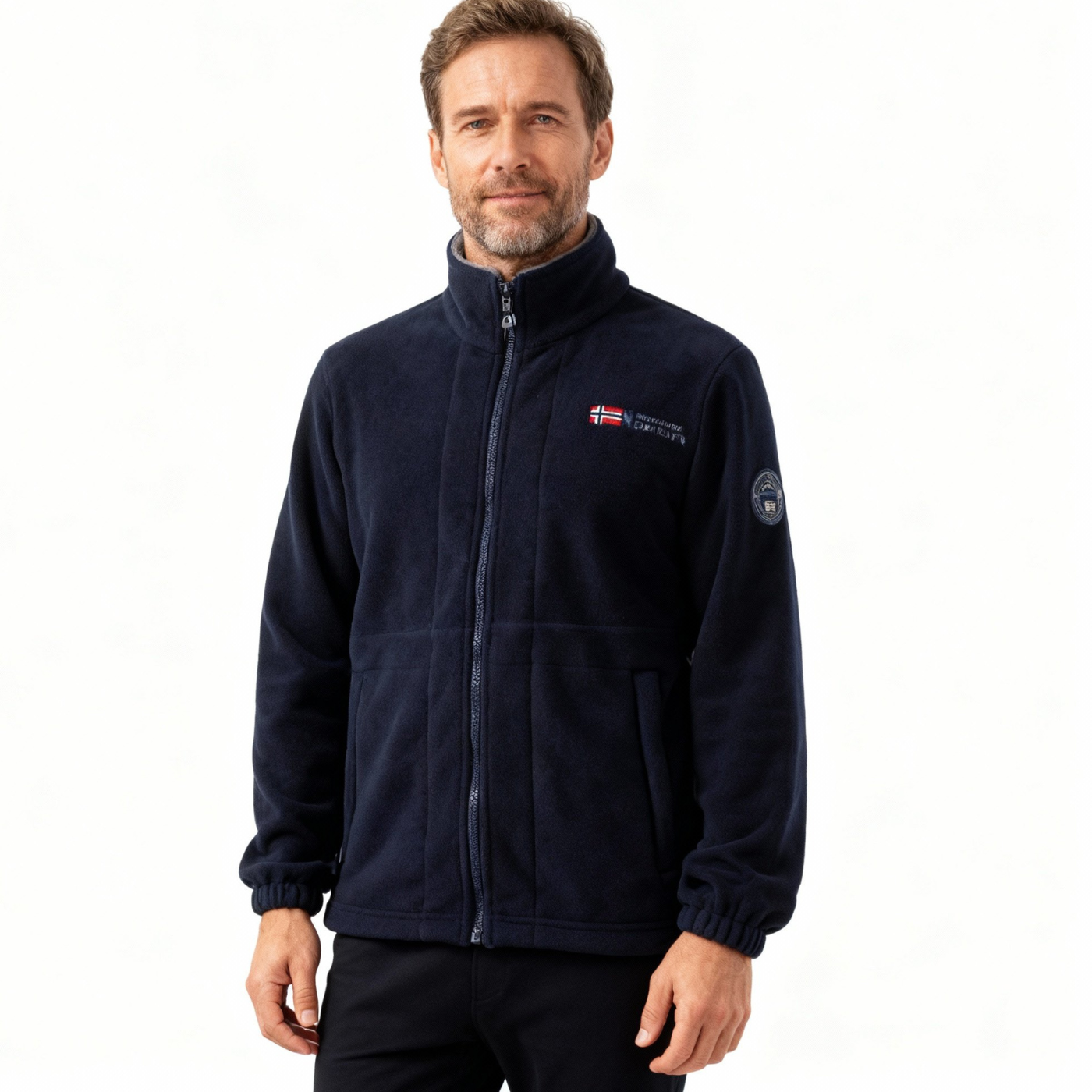 Giacca a doppio strato in pile con cappuccio