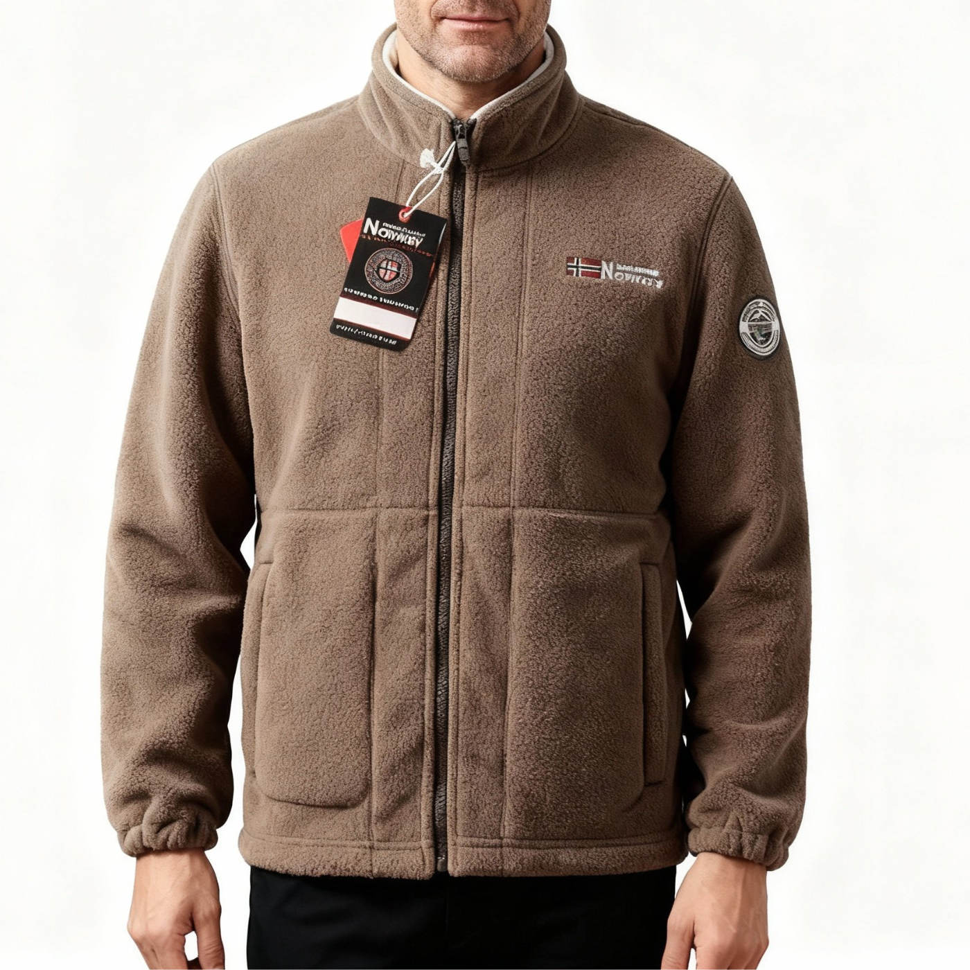 Giacca a doppio strato in pile con cappuccio